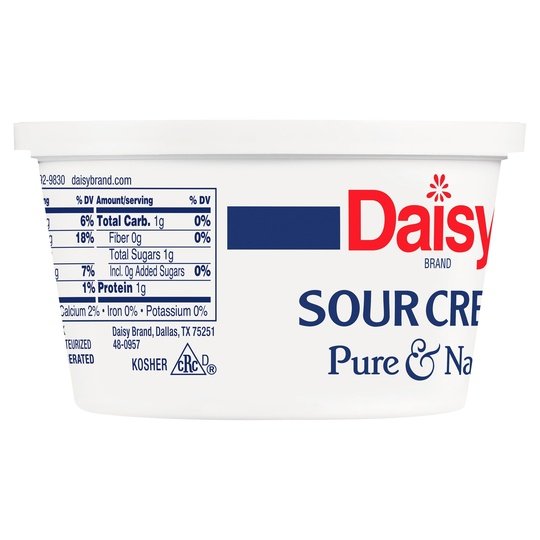 Daisy Pure and Natural Sour Cream, 8 oz Tub (Refrigerated)