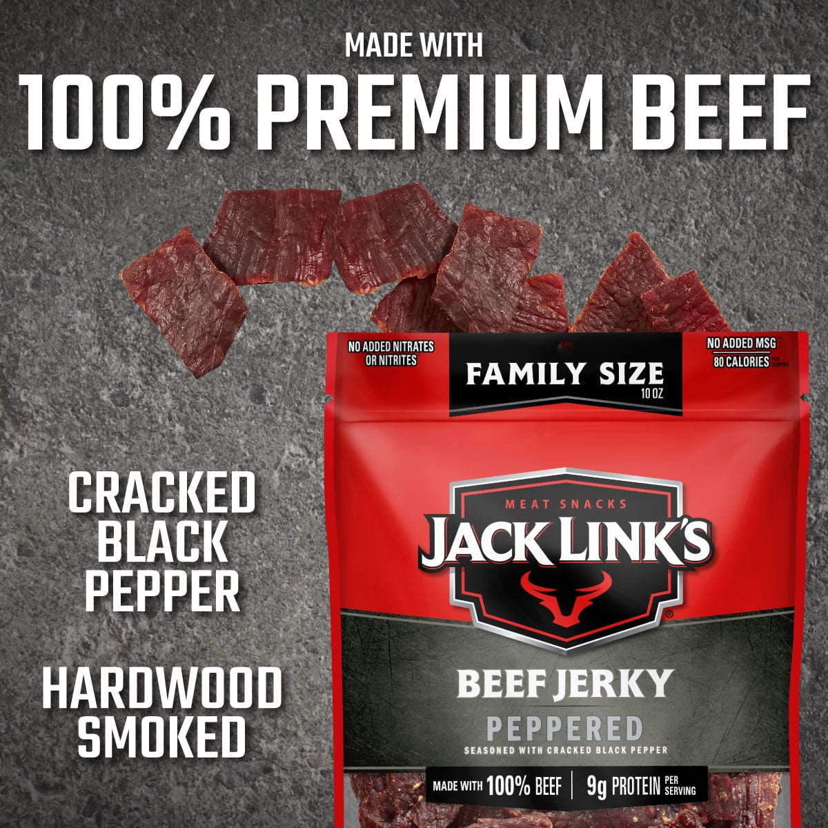 Jack Link’s Peppered Beef Jerky, 10 oz, Resealable Bag