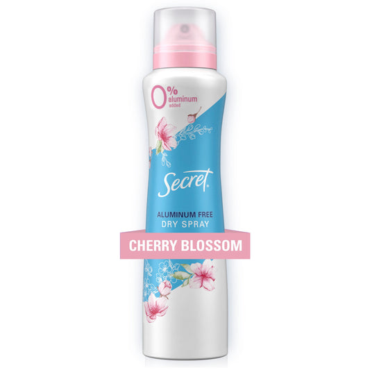 Secret Dry Spray Aluminum Free Deodorant for Women, Cherry Blossom, 4.1oz, Pack of 2