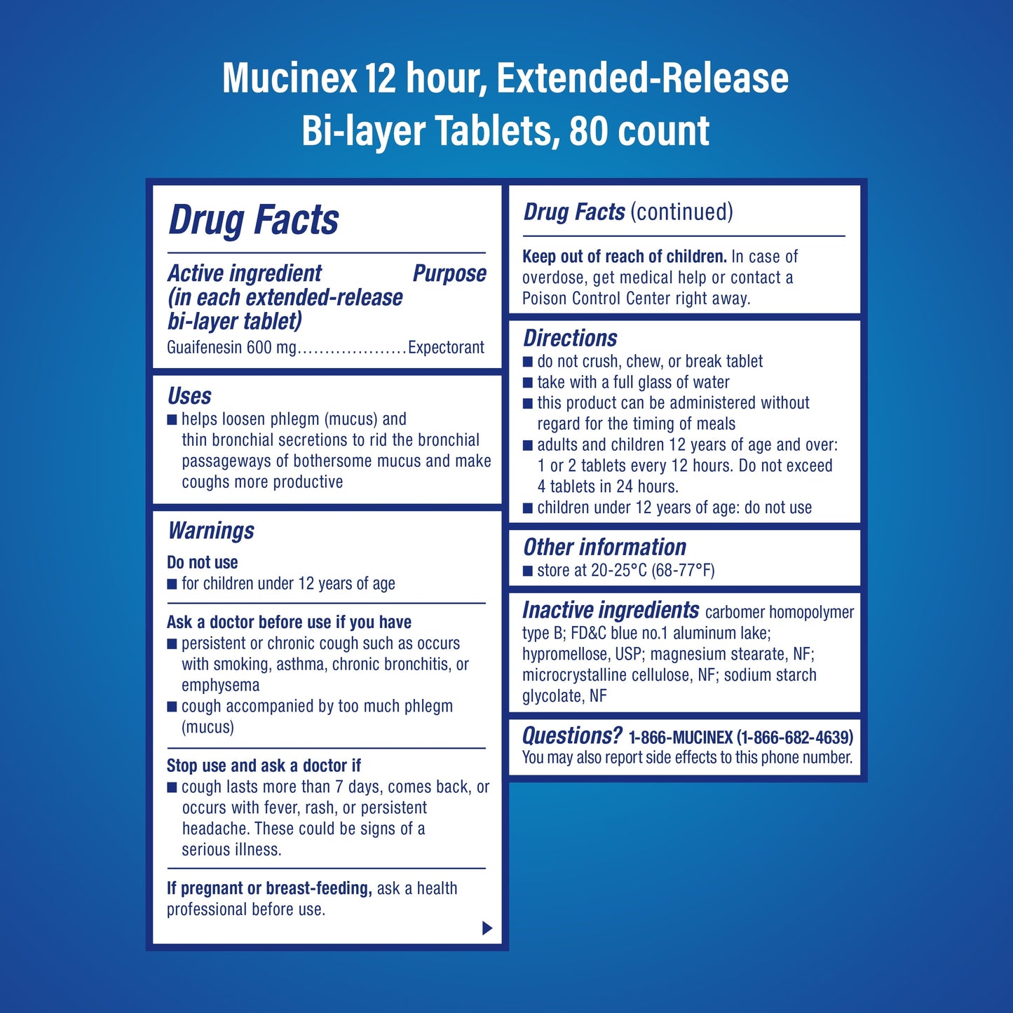 Mucinex 12 Hour Relief, Chest Congestion and Cough Medicine, 80 Tablets