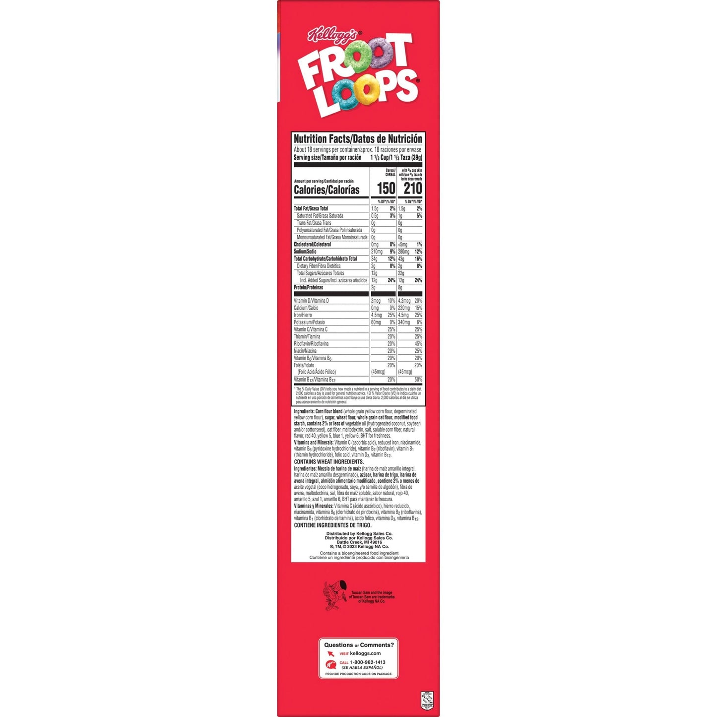 Kellogg's Froot Loops Original Breakfast Cereal, Mega Size, 24.7 oz Box