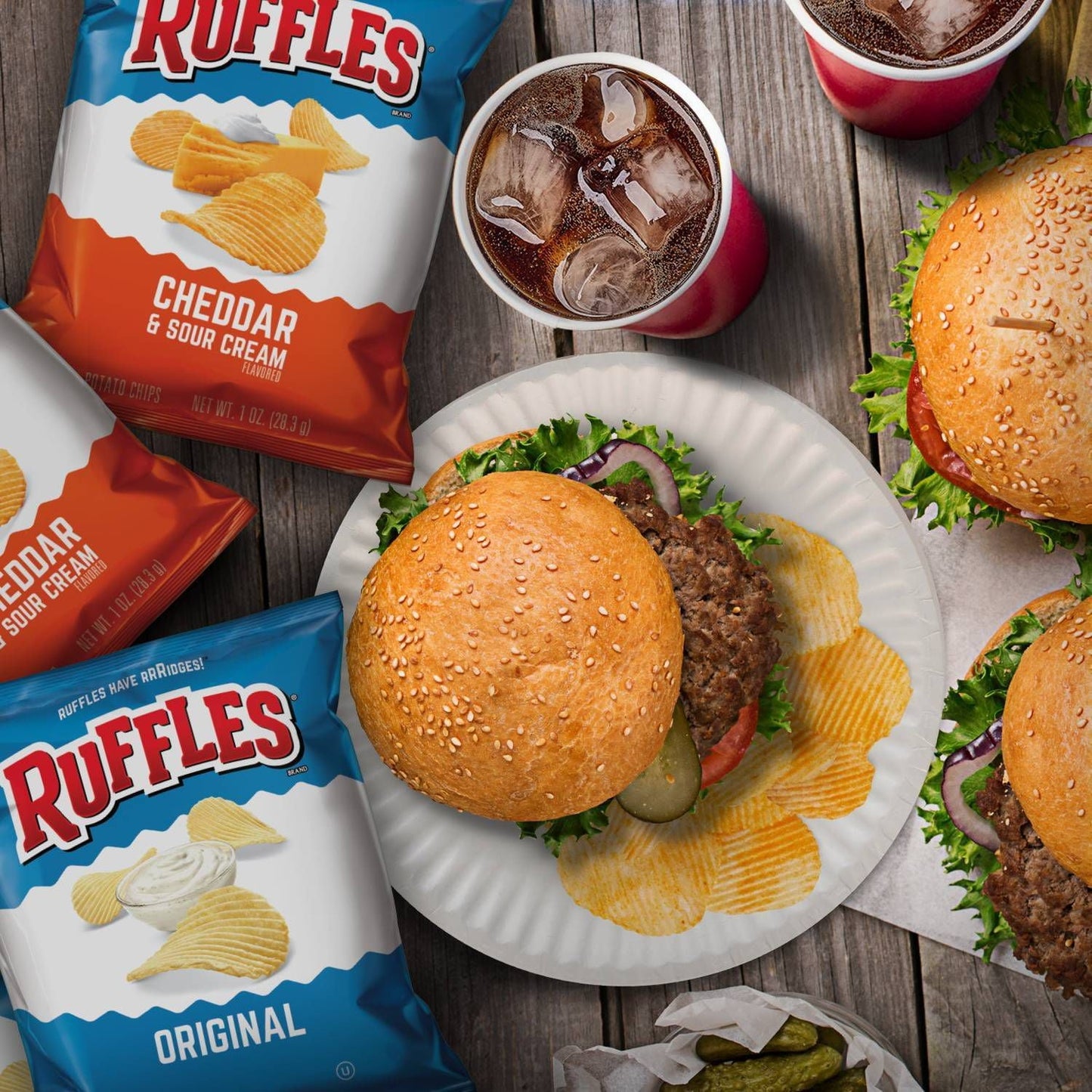 Ruffles Original Potato Snack Chips,Party Size, 13 oz Bag