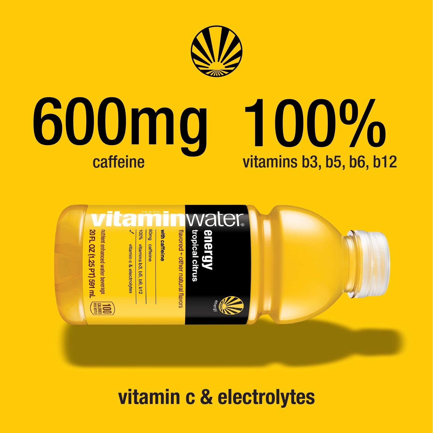 vitaminwater energy electrolyte enhanced water, tropical citrus drink, 20 fl oz bottle