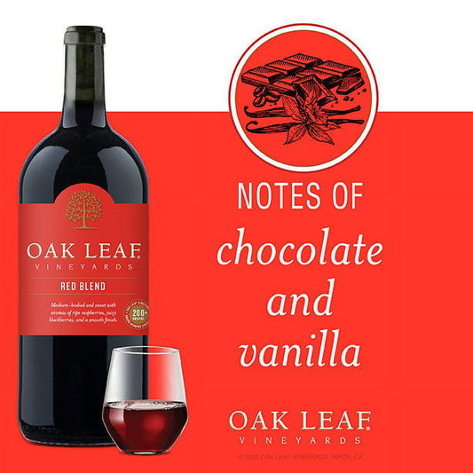 Oak Leaf Vineyards Red Blend Wine, 1.5 L Glass, ABV 9.00%
