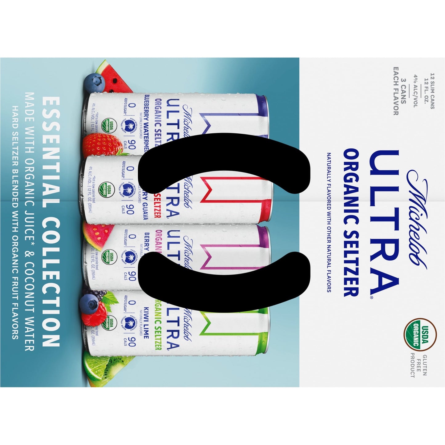 Michelob Ultra Organic Hard Seltzer Coconut Water Variety Pack, 12 Pack, 12 fl oz Cans, 4% ABV