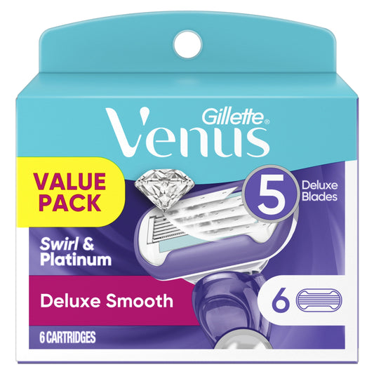 Venus Deluxe Smooth Swirl Women's Razor Blade Refills, 6 Ct