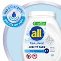 all Mighty Pacs Laundry Detergent Pacs, Free Clear for Sensitive Skin, Unscented and Dye Free, 60 Count