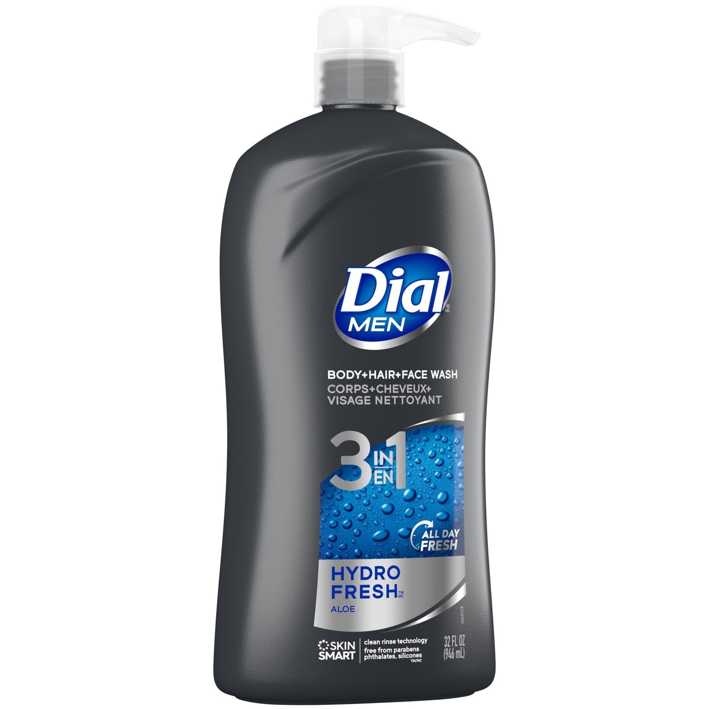 Dial Men 3in1 Body, Hair and Face Wash, Hydro Fresh, 32 fl oz