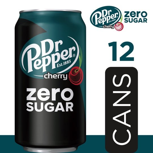 Dr Pepper Cherry Zero Sugar Soda, 12 fl oz cans, 12 pack