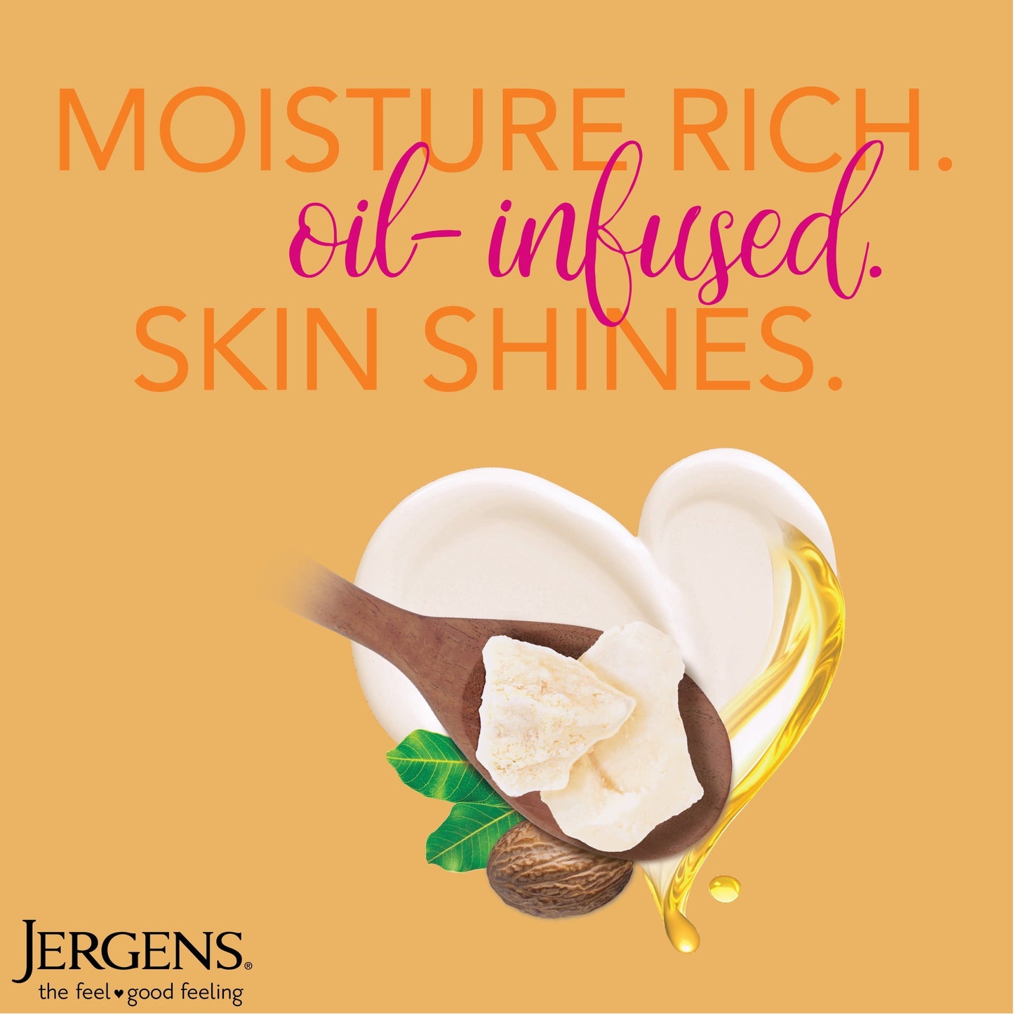 Jergens Hand and Body Lotion, Oil-Infused Shea Butter Deep Conditioning Moisturizer, with Pure African Shea Butter for Visibly Radiant Skin, 16.8 Oz