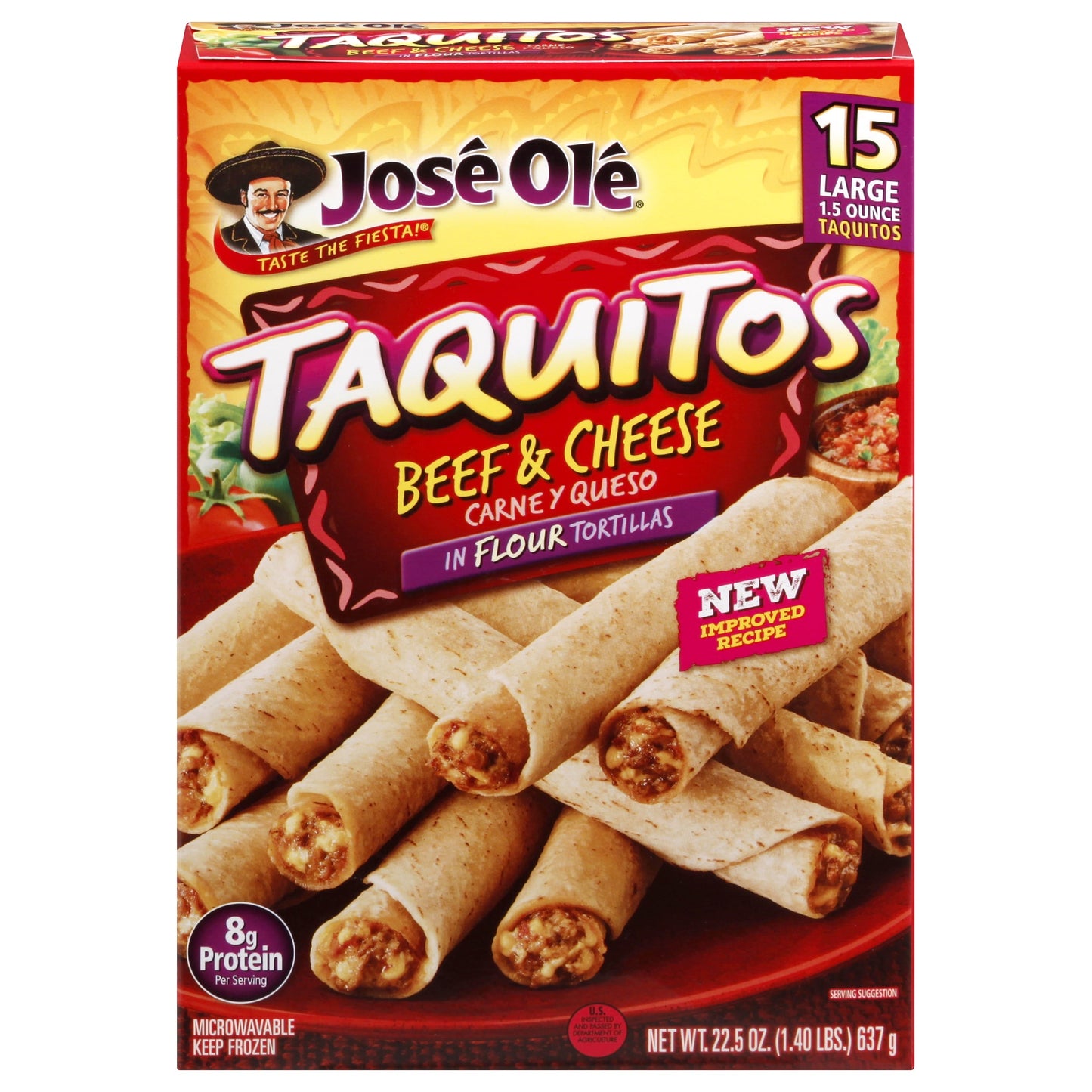 José Olé Beef & Cheese Flour Taquitos 22.5 oz, 15 ct.