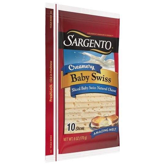 Sargento® Creamery Sliced Baby Swiss Natural Cheese, 10 slices