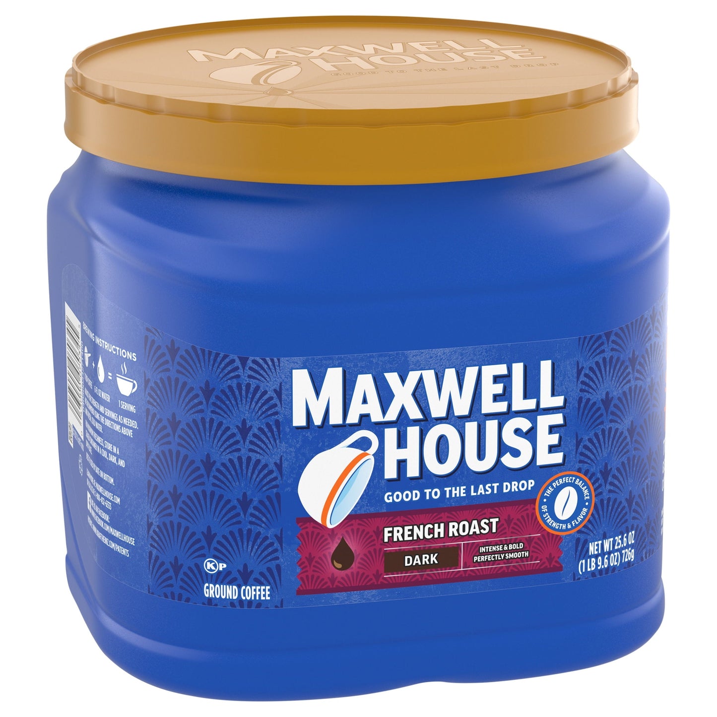 Maxwell House Dark French Roast Ground Coffee, 25.6 oz. Canister