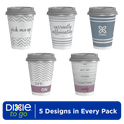 Dixie To Go Disposable Paper Cups with Lids, 12 oz, Multicolor, 20 Count