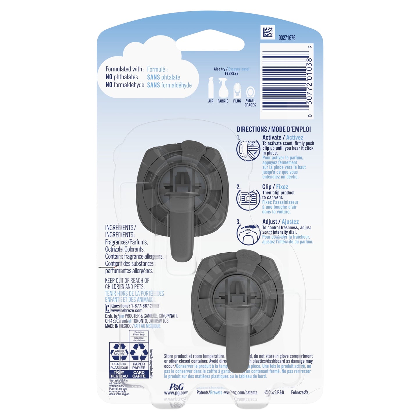 Febreze Car Air Freshener Vent Clip Berry & Bramble Scent, .06 oz. Car Vent Clip, Pack of 2