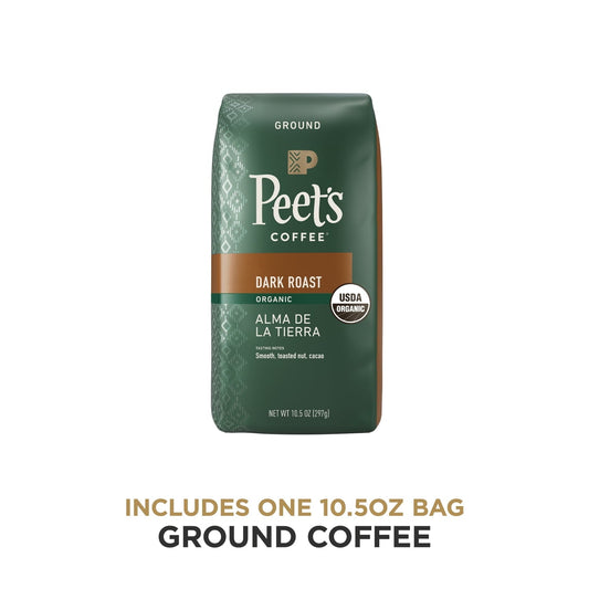 Peet's Coffee USDA Organic Alma De La Tierra Ground Coffee, Premium Dark Roast, 100% Arabica, 10.5 oz