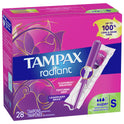 Tampax Radiant Tampons with LeakGuard Braid, Super Absorbency, 28 Count