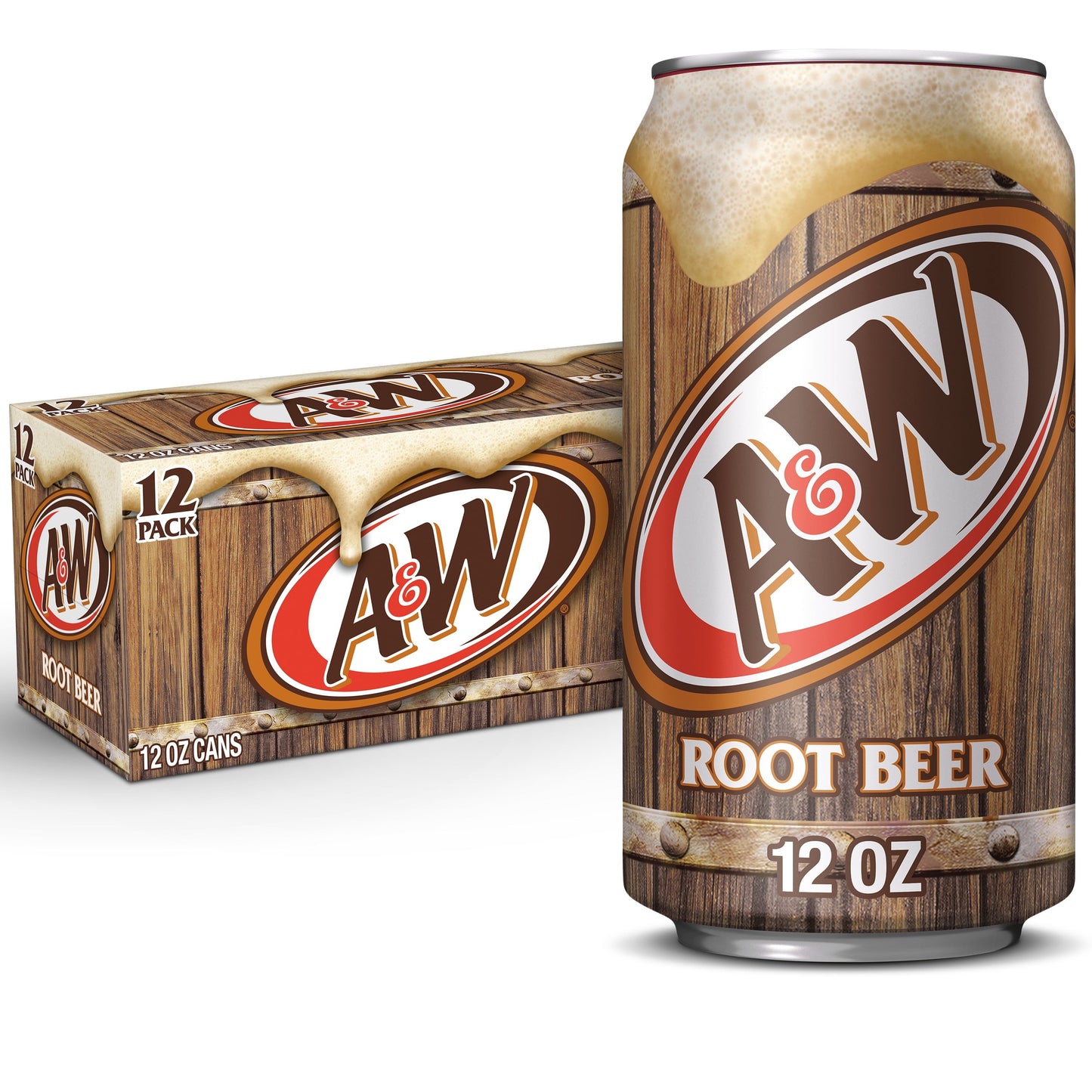 A&W Caffeine-Free, Low Sodium Root Beer Soda Pop, 12 fl oz, 12 Pack Cans