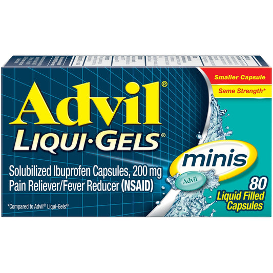 Advil Liqui-Gels Minis Pain and Headache Reliever Ibuprofen, 200 Mg Liquid Filled Capsules, 80 Count