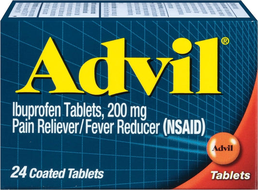 Advil Pain Reliever and Fever Reducer Coated Tablets, 200 Mg Ibuprofen, 24 Count