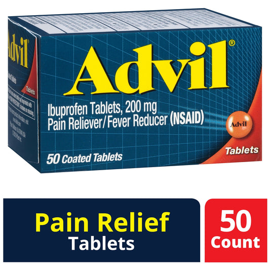 Advil Pain Reliever and Fever Reducer Coated Tablets, 200 Mg Ibuprofen, 50 Count