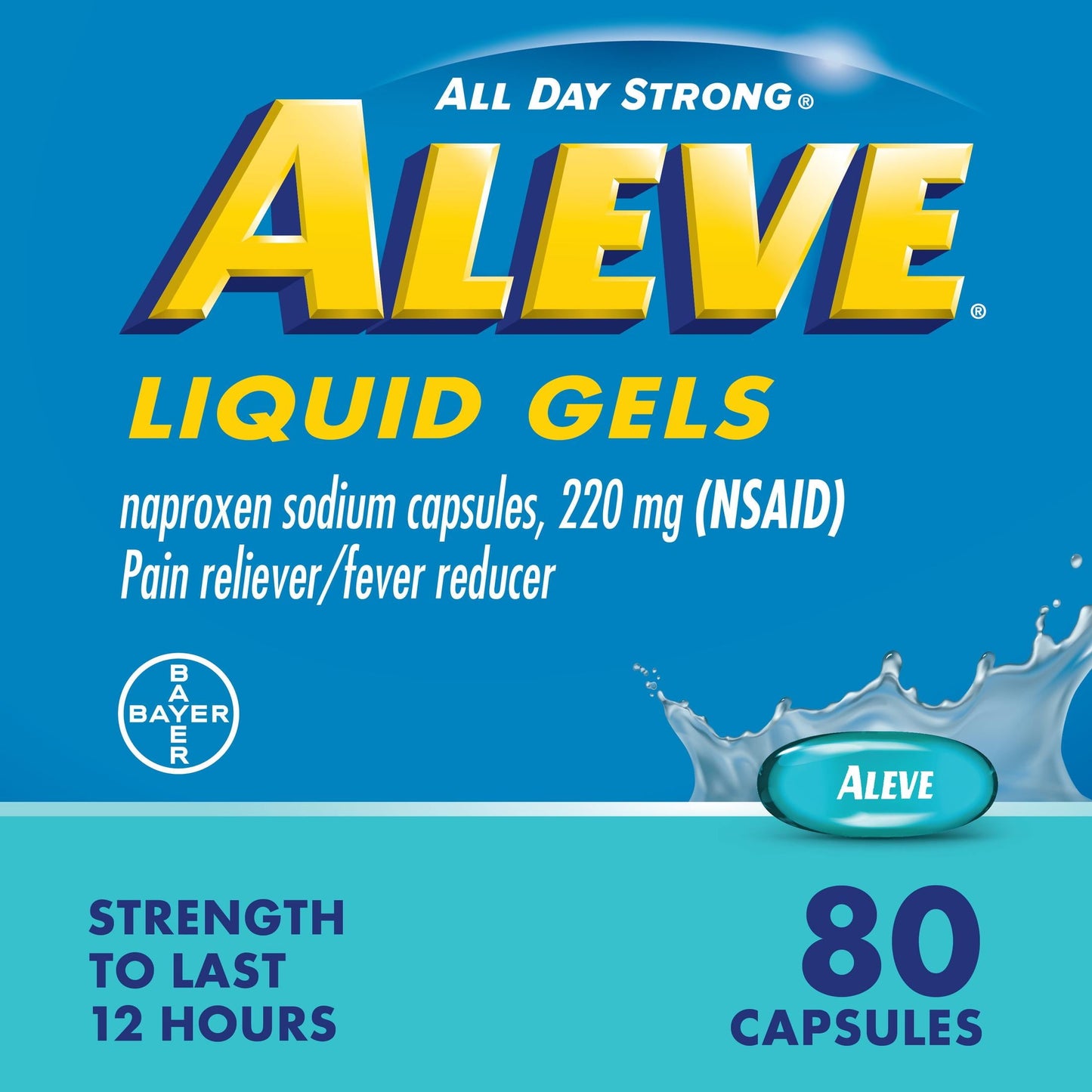 Aleve Liquid Gels Naproxen Sodium Pain Reliever, 80 Count