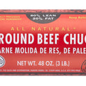 All Natural* 80% Lean/20% Fat Ground Beef Chuck, 3 lb Roll