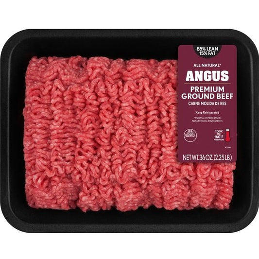 All Natural* 85% Lean/15% Fat Angus Premium Ground Beef, 2.25 lb Tray