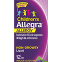 Allegra Children's 12 Hour Non-Drowsy Antihistamine Allergy Relief Medicine 30mg Grape Flavor Liquid 8oz