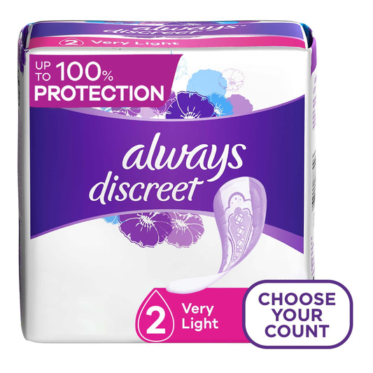 Always Discreet Incontinence Liners, Very Light Regular, 48 CT