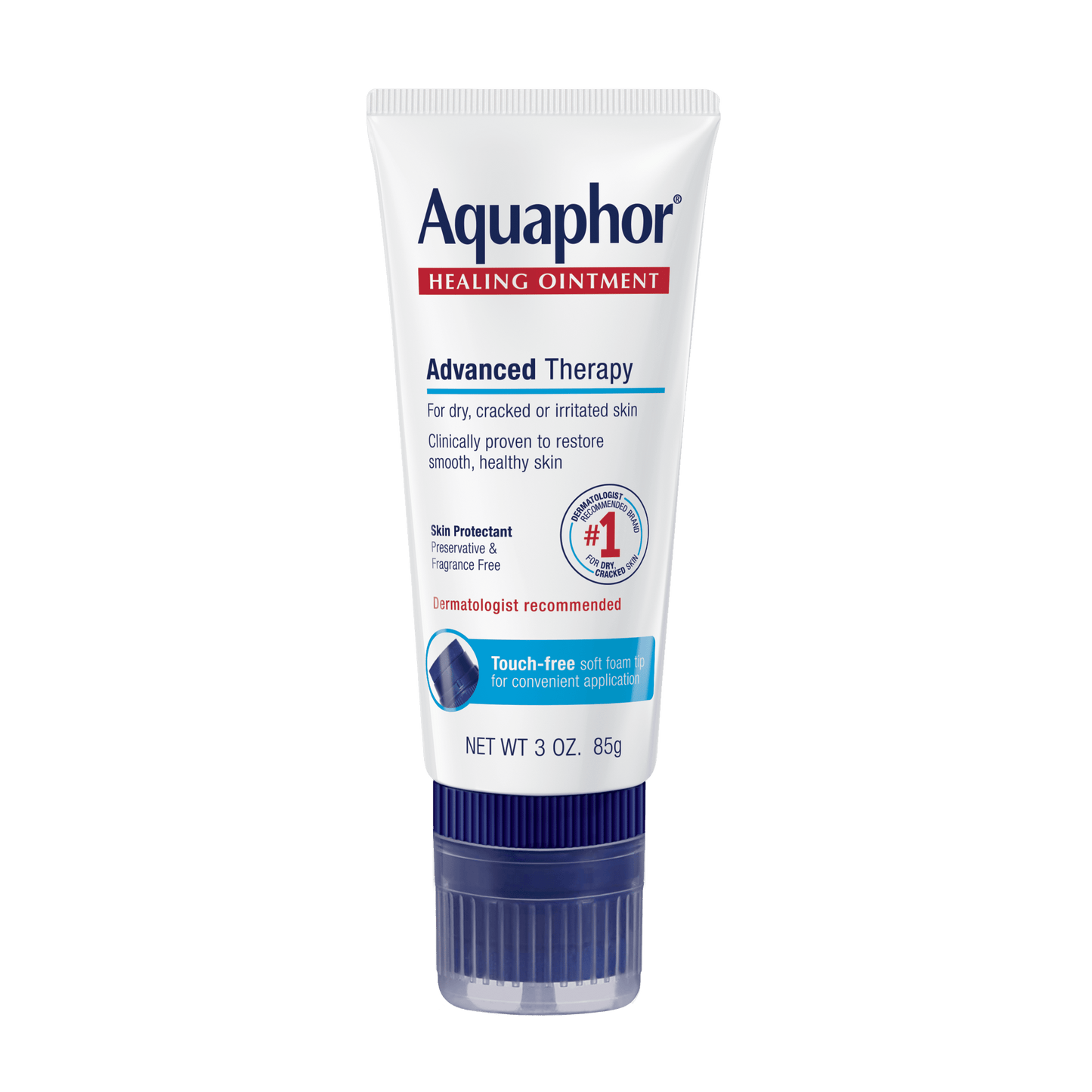 Aquaphor Healing Ointment Advanced Therapy Skin Protectant with Touch-Free Applicator, 3 Oz