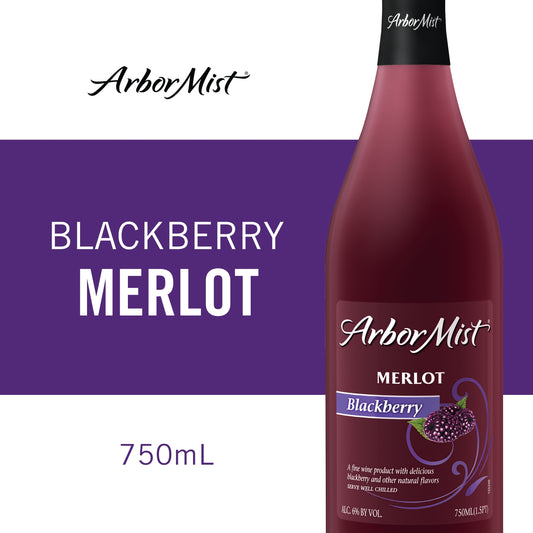 Arbor Mist Blackberry Merlot Sweet Red Wine, Fruit Wine, 750ml Glass Bottle
