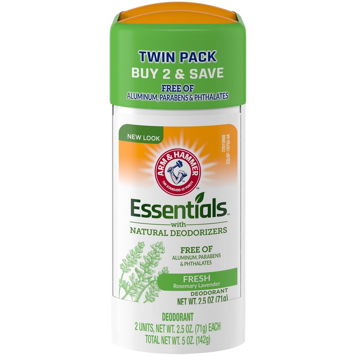 Arm & Hammer Essentials Deodorant- Rosemary Lavender- Solid Oval- Twin Pack (Pack of 2/ 2.5oz)- Made with Natural Deodorizers- Free From Aluminum, Parabens  Phthalates