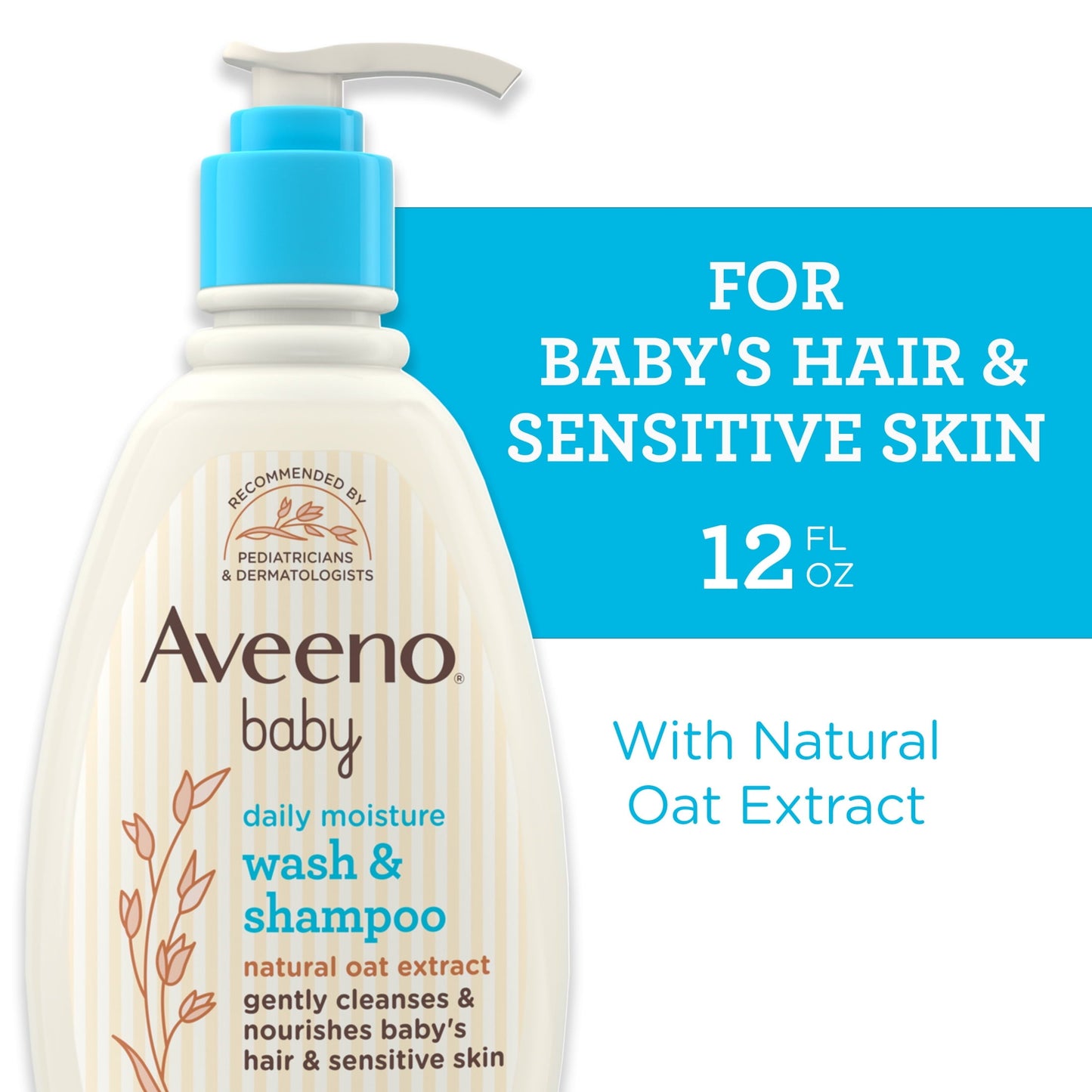 Aveeno Baby Daily Moisture Body Wash & Shampoo, Oat Extract, 12 fl. oz