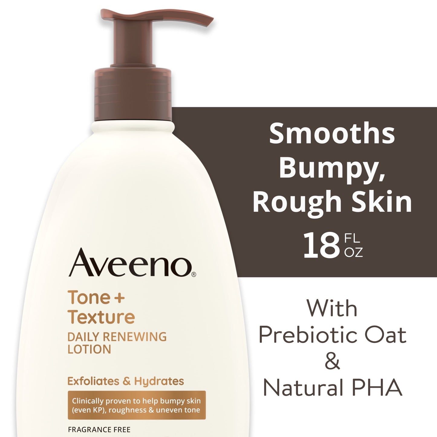 Aveeno Tone + Texture Renewing Hand and Body Lotion for Sensitive Skin, Fragrance Free, 18 oz