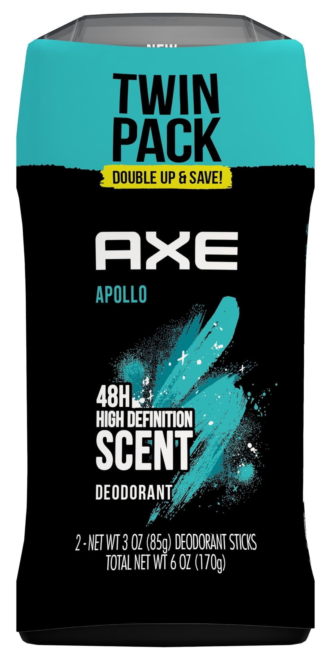 Axe Apollo Long Lasting Men's Antiperspirant Deodorant Stick Twin Pack, Sage and Cedarwood, 3 oz