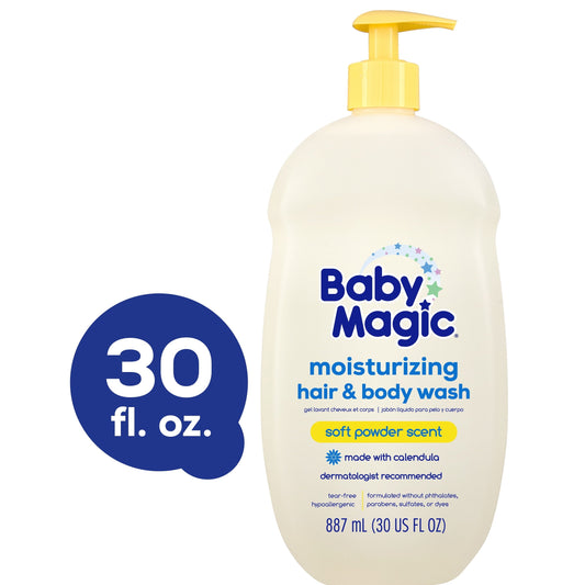 Baby Magic Tear-Free Gentle Hair and Body Wash, Soft Powder Scent, Hypoallergenic, 30 oz.