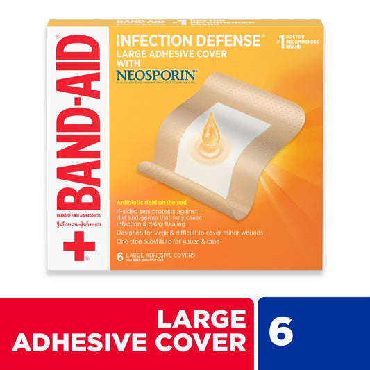 Band-Aid Brand Adhesive Covers with Neosporin Ointment, Large, 6Ct