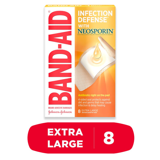 Band-Aid Brand Bandages with Neosporin Antibiotic, Extra Large, 8 ct