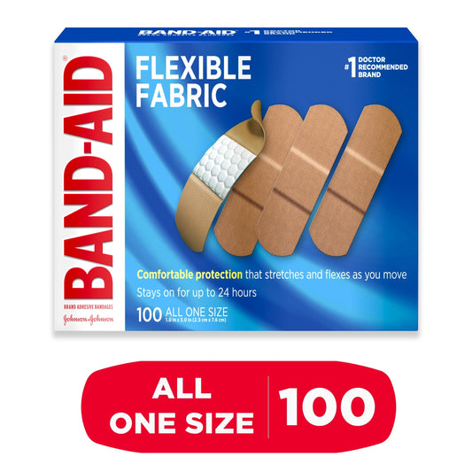 Band-Aid Brand Flexible Fabric Adhesive Bandages, All One Size, 100Ct