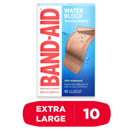 Band-Aid Brand Water Block Tough Strips Bandages, Extra Large, 10Ct