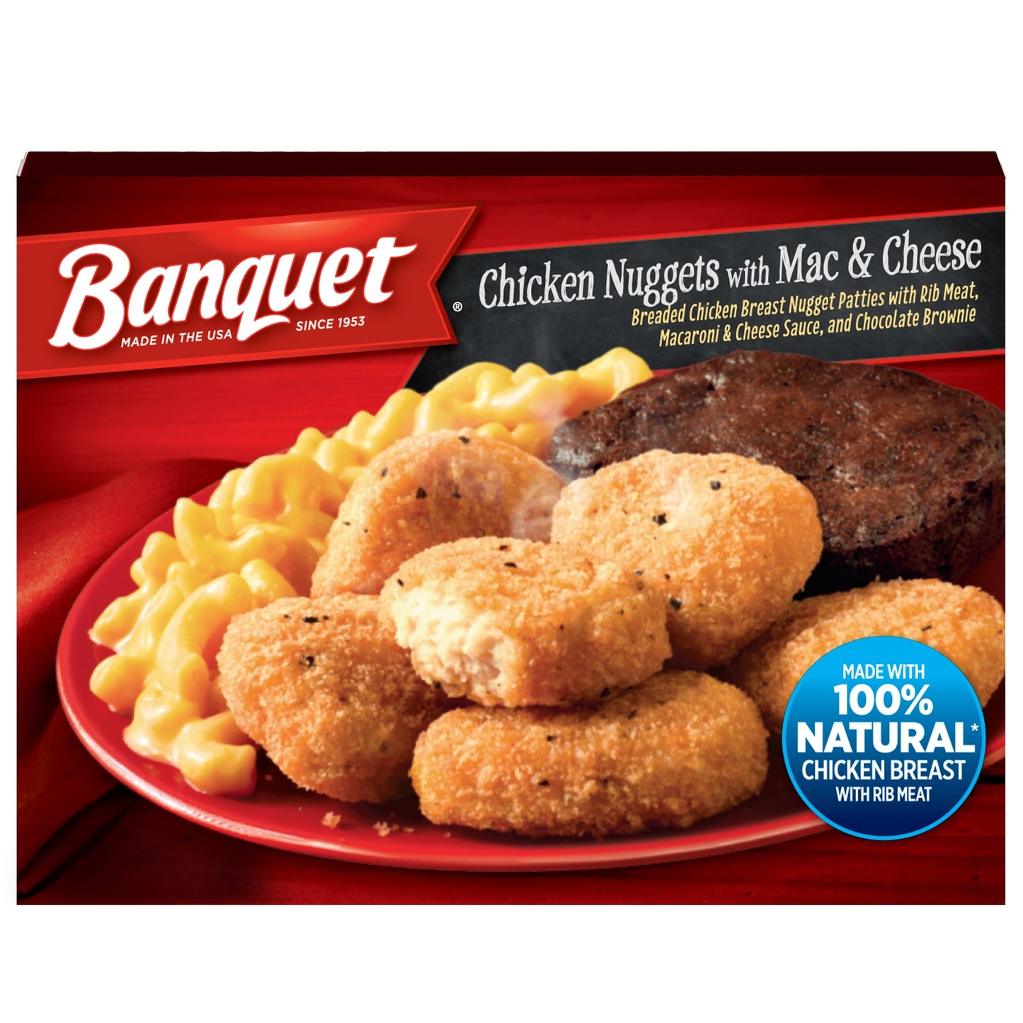 Banquet Chicken Nuggets, Mac Cheese, Brownie Frozen Meal, 7.4 oz