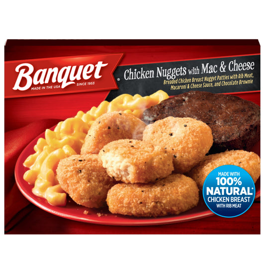 Banquet Chicken Nuggets, Mac Cheese, Brownie Frozen Meal, 7.4 oz