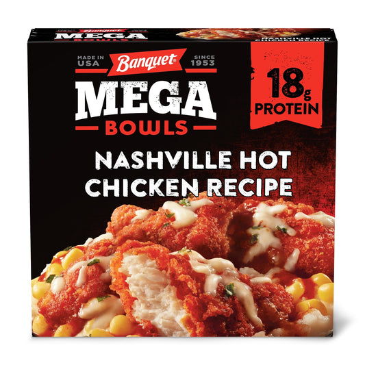 Banquet Mega Bowls Nashville Hot Fried Chicken Frozen Meal, 13 oz (Frozen)