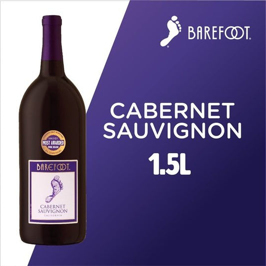 Barefoot Cellars Cabernet Sauvignon Red Wine, California, 1.5 Liter Glass Bottle