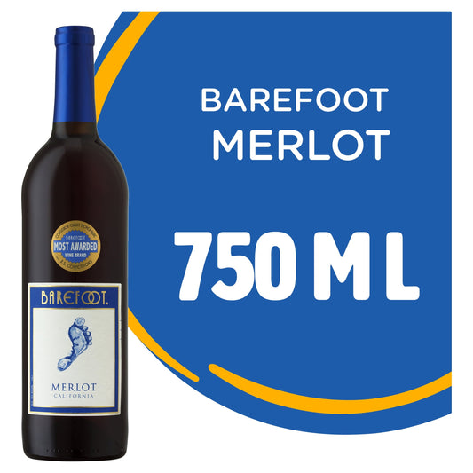 Barefoot Cellars Merlot Red Wine, California, 750 ml Glass Bottle