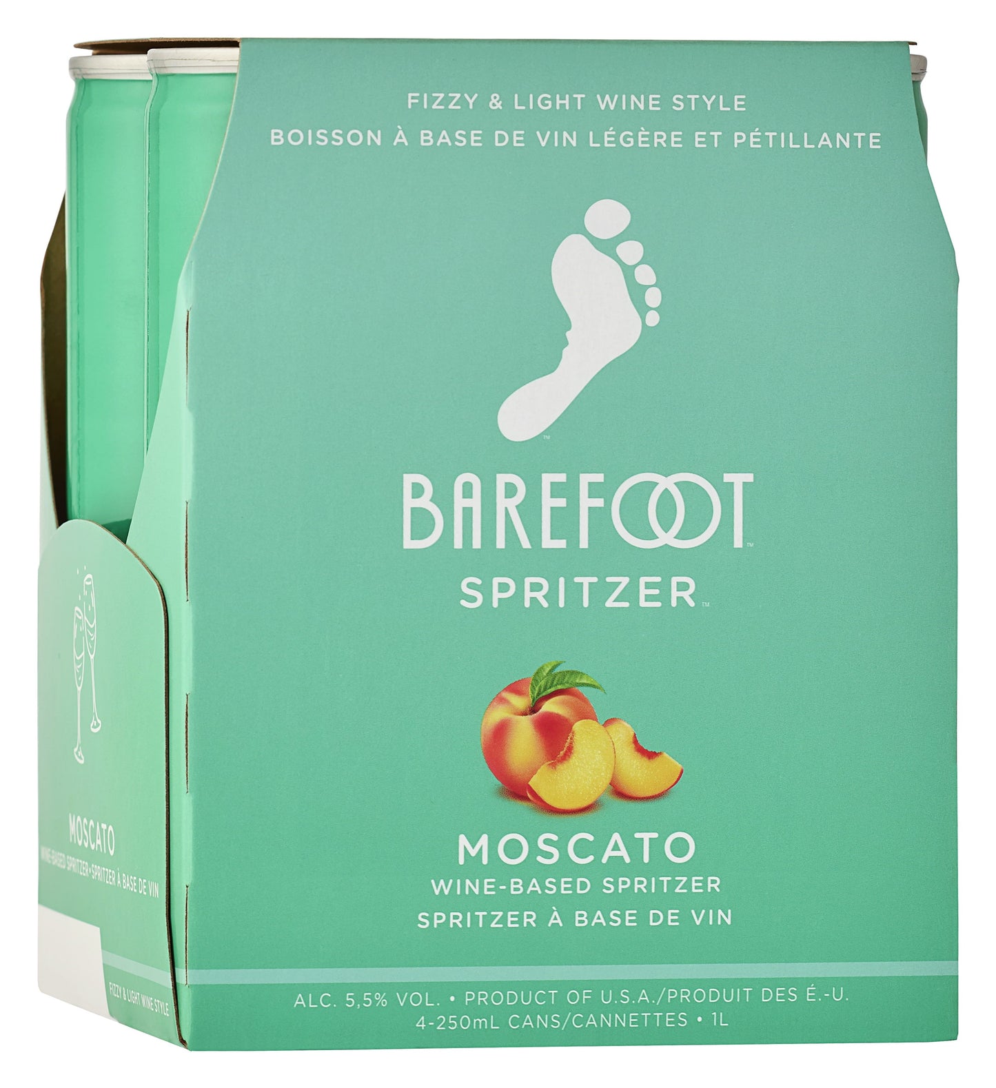 Barefoot Spritzer Moscato White Wine, California, 4 Pack, 4 Single Serve 250ml Cans