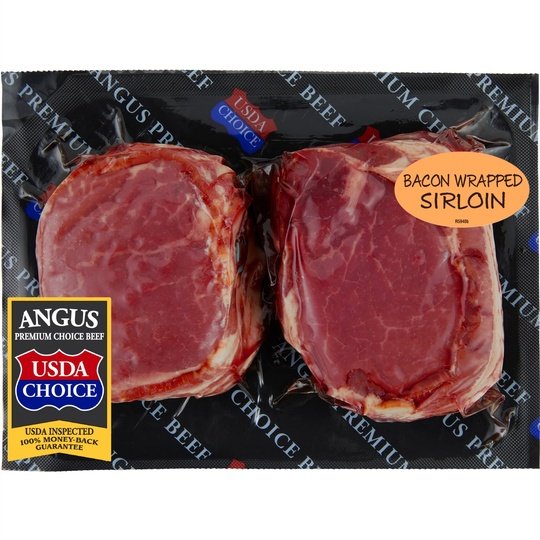 Beef Choice Angus Bacon-Wrapped Sirloin Steak 2 Pack, 0.41 - 2.0 lb