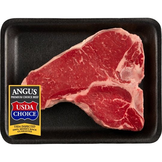 Beef Choice Angus T-Bone Steak Bone-In, 0.53 - 2.23 lb Tray