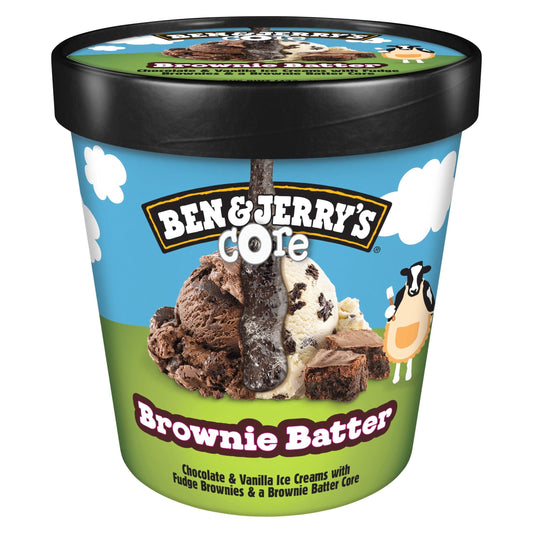 Ben & Jerry's Core Brownie Batter Chocolate and Vanilla Ice Cream, 16 oz